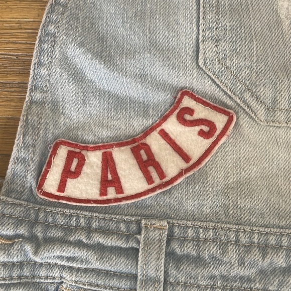 Forever 21 Overall Shorts - Light Wash with Patches - Picture 6 of 8
